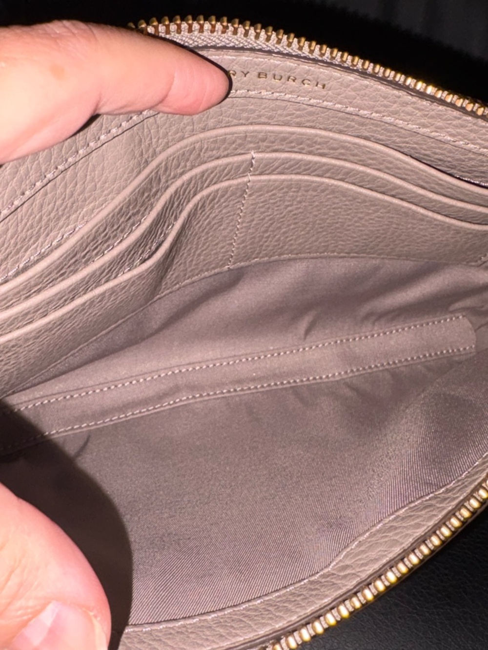 Tory Burch Kira Pebbled gray Leather Crossbody - Picture 7 of 8